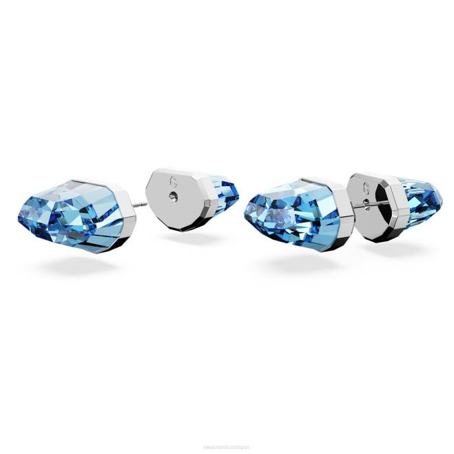 Swarovski DV4B713 gioielleria blu, rodiato orecchini a bottone lucenti