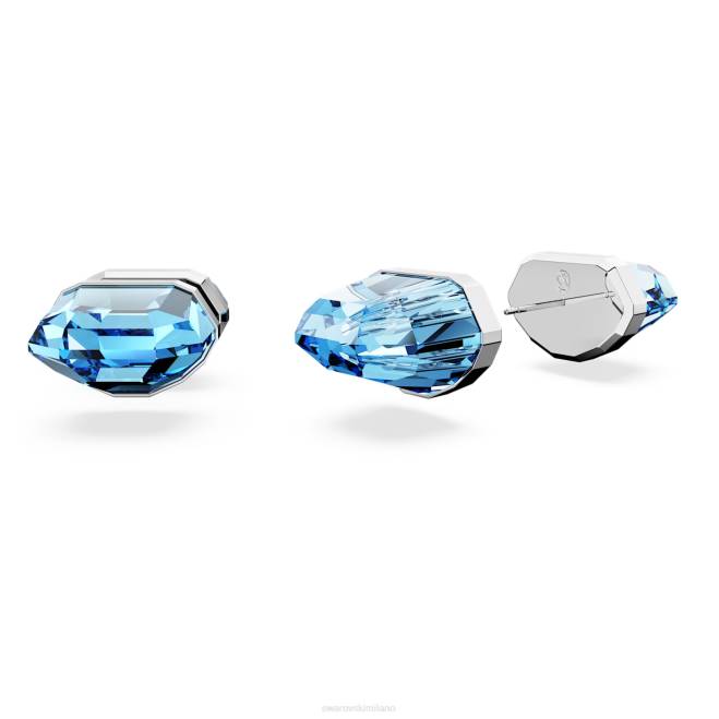 Swarovski DV4B713 gioielleria blu, rodiato orecchini a bottone lucenti