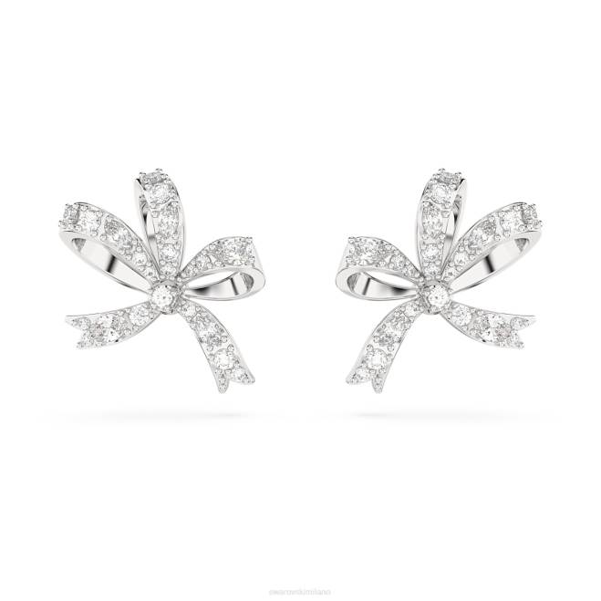 Swarovski DV4B714 gioielleria fiocco, bianco, placcato rodio orecchini a bottone Volta