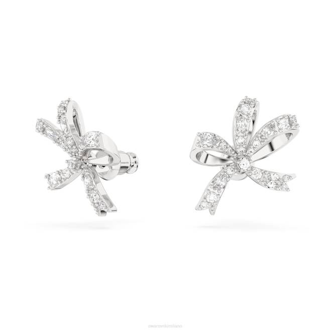 Swarovski DV4B714 gioielleria fiocco, bianco, placcato rodio orecchini a bottone Volta