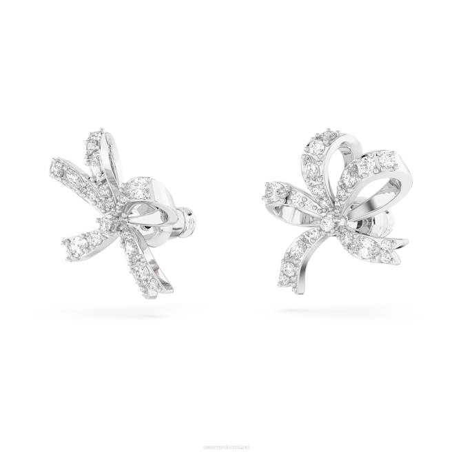 Swarovski DV4B714 gioielleria fiocco, bianco, placcato rodio orecchini a bottone Volta
