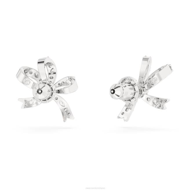 Swarovski DV4B714 gioielleria fiocco, bianco, placcato rodio orecchini a bottone Volta