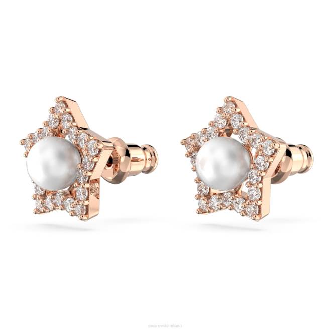 Swarovski DV4B716 gioielleria taglio rotondo, stella, bianco, placcato tonalità oro rosa orecchini a bottone stella