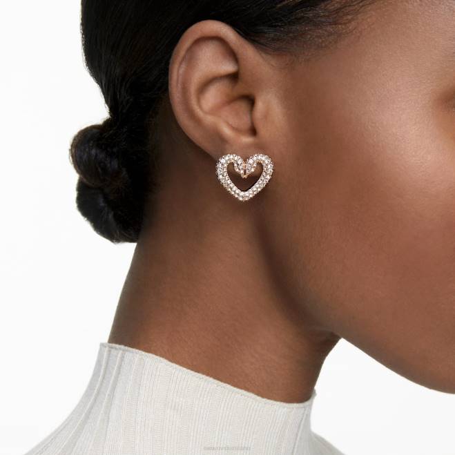 Swarovski DV4B717 gioielleria pavé, cuore, bianco, placcato tonalità oro rosa uno orecchini a bottone
