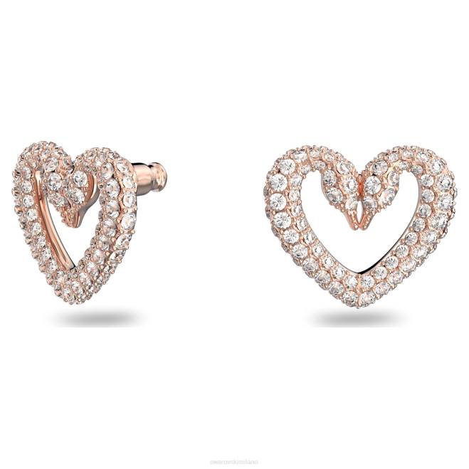 Swarovski DV4B717 gioielleria pavé, cuore, bianco, placcato tonalità oro rosa uno orecchini a bottone