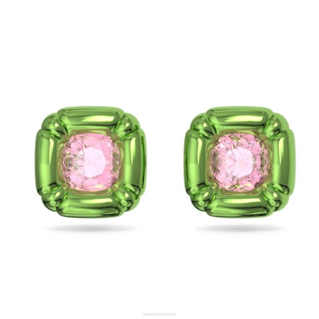Swarovski DV4B719 gioielleria taglio cuscino, verde orecchini a bottone dulcis