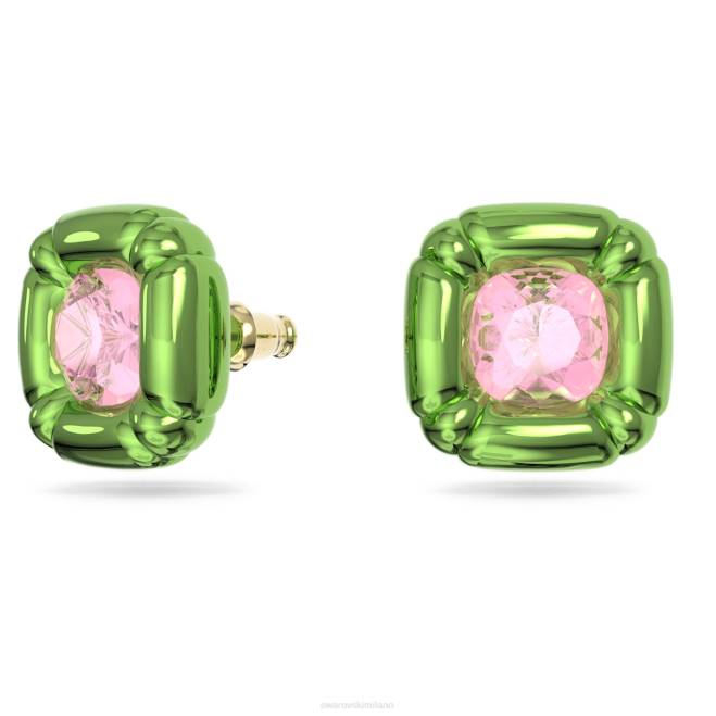 Swarovski DV4B719 gioielleria taglio cuscino, verde orecchini a bottone dulcis