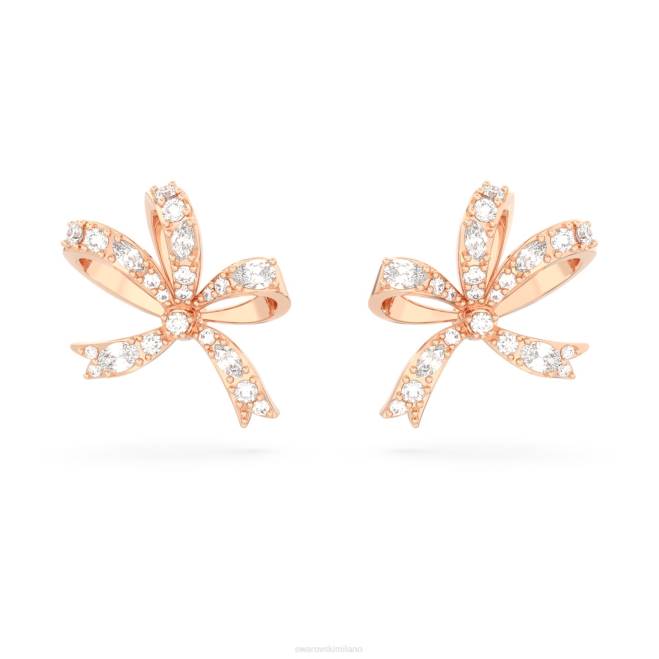 Swarovski DV4B720 gioielleria fiocco, bianco, placcato tonalità oro rosa orecchini a bottone Volta