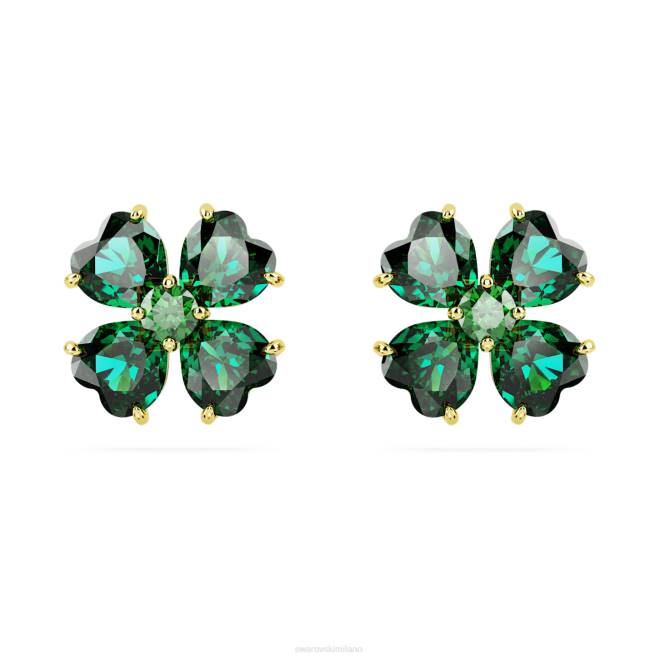 Swarovski DV4B723 gioielleria trifoglio, verde, placcato color oro orecchini a bottone idyllia