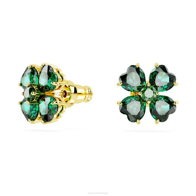 Swarovski DV4B723 gioielleria trifoglio, verde, placcato color oro orecchini a bottone idyllia