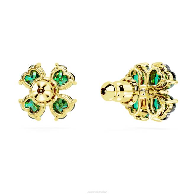 Swarovski DV4B723 gioielleria trifoglio, verde, placcato color oro orecchini a bottone idyllia