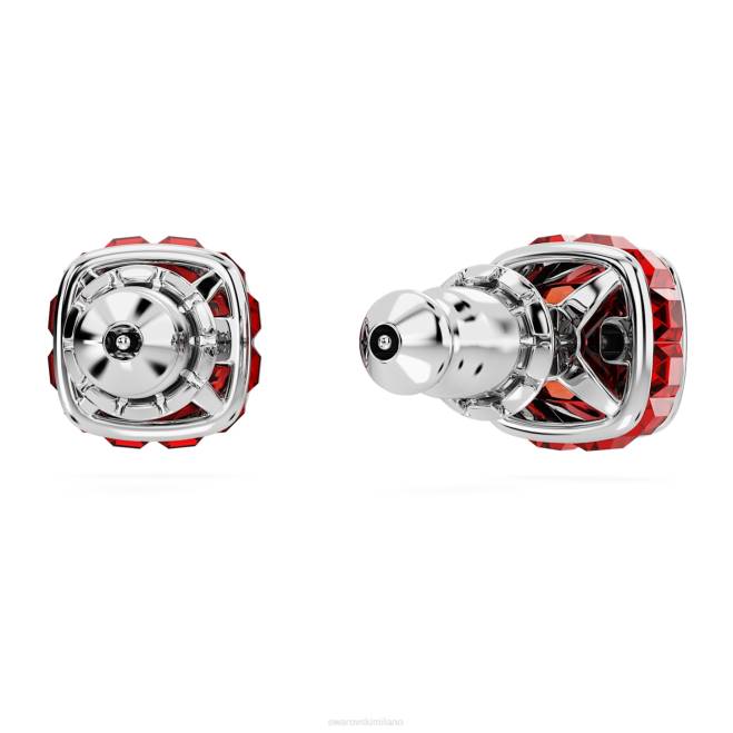 Swarovski DV4B726 gioielleria luglio, rosso, rodiato orecchini a bottone con pietra portafortuna taglio quadrato
