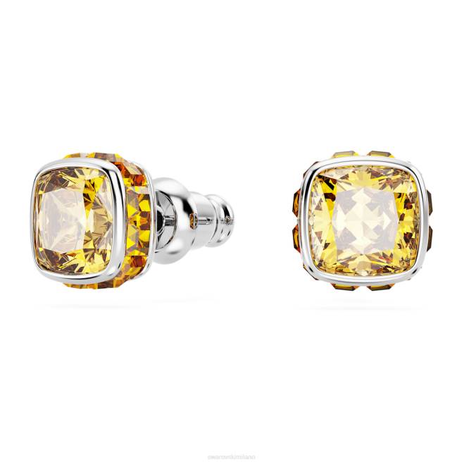 Swarovski DV4B730 gioielleria novembre, giallo, placcato rodio orecchini a bottone con pietra portafortuna taglio quadrato