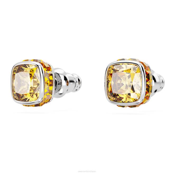 Swarovski DV4B730 gioielleria novembre, giallo, placcato rodio orecchini a bottone con pietra portafortuna taglio quadrato