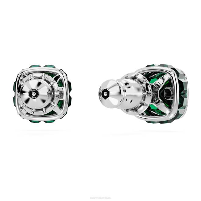 Swarovski DV4B731 gioielleria maggio, verde, rodiato orecchini a bottone con pietra portafortuna taglio quadrato