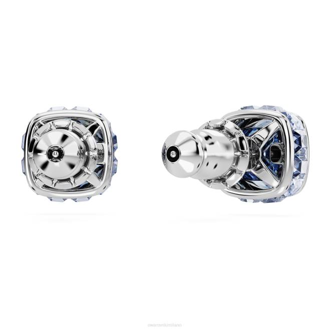 Swarovski DV4B732 gioielleria marzo, blu, rodiato orecchini a bottone con pietra portafortuna taglio quadrato