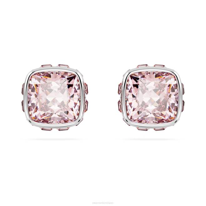 Swarovski DV4B733 gioielleria giugno, rosa, placcato rodio orecchini a bottone con pietra portafortuna taglio quadrato