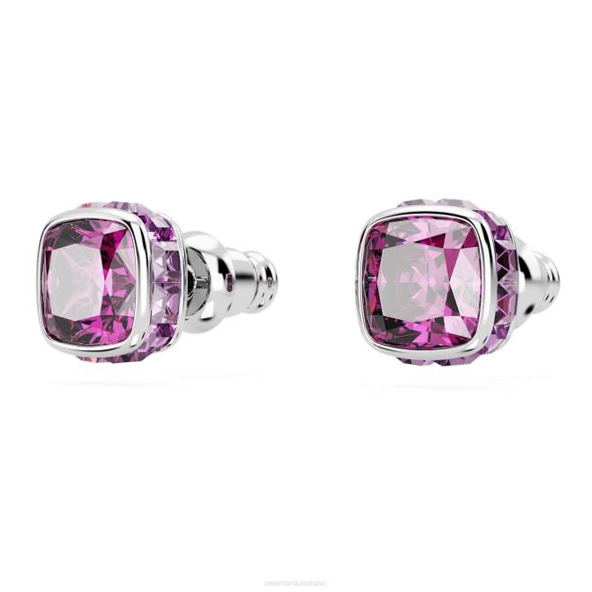 Swarovski DV4B735 gioielleria febbraio, rosa, placcato rodio orecchini a bottone con pietra portafortuna taglio quadrato