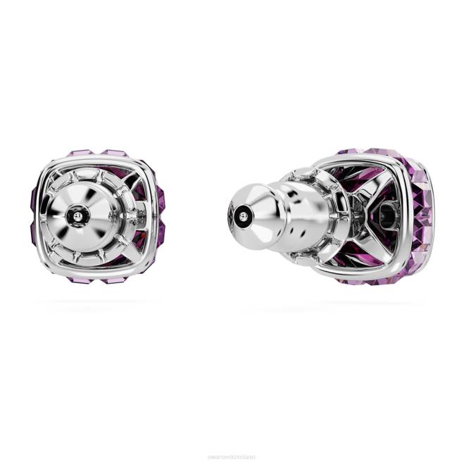 Swarovski DV4B735 gioielleria febbraio, rosa, placcato rodio orecchini a bottone con pietra portafortuna taglio quadrato