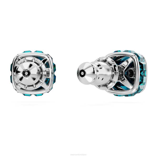 Swarovski DV4B736 gioielleria dicembre, blu, rodiato orecchini a bottone con pietra portafortuna taglio quadrato