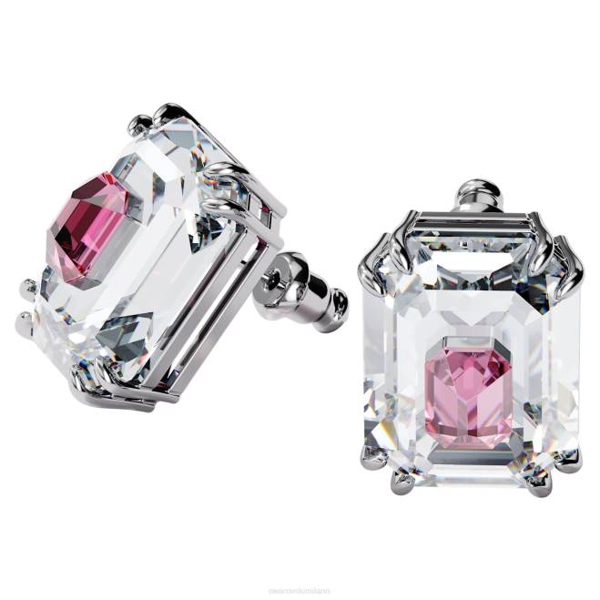 Swarovski DV4B743 gioielleria taglio ottagonale, rosa, placcato rodio orecchini a bottone cromati