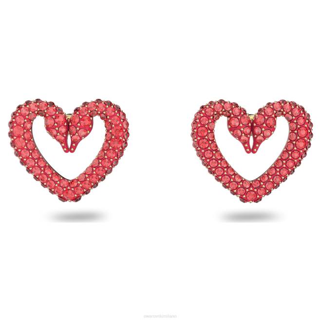 Swarovski DV4B744 gioielleria cuore, rosso, placcato color oro uno orecchini a bottone