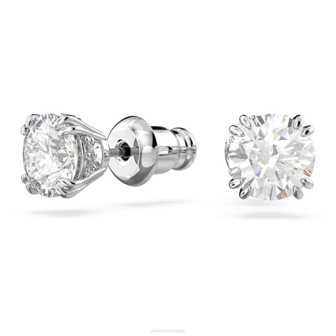 Swarovski DV4B746 gioielleria taglio rotondo, bianco, placcato rodio orecchini a bottone costellazione