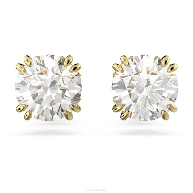 Swarovski DV4B747 gioielleria taglio rotondo, bianco, placcato oro orecchini a bottone costellazione