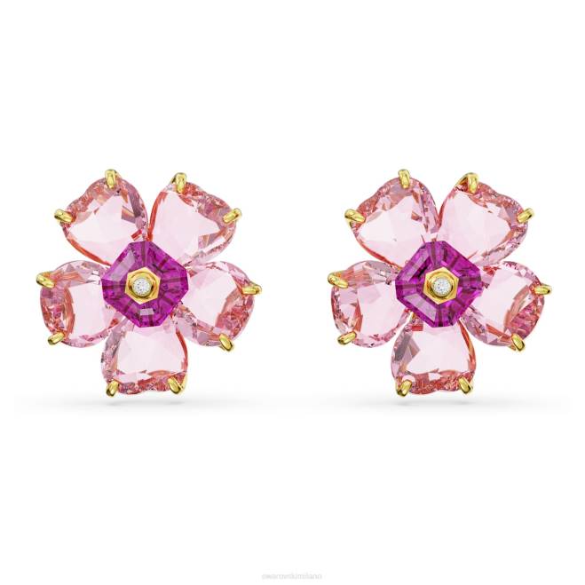 Swarovski DV4B751 gioielleria fiore, rosa, placcato color oro orecchini a bottone fiorere
