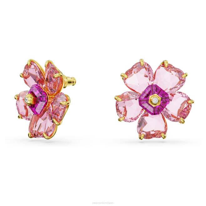 Swarovski DV4B751 gioielleria fiore, rosa, placcato color oro orecchini a bottone fiorere