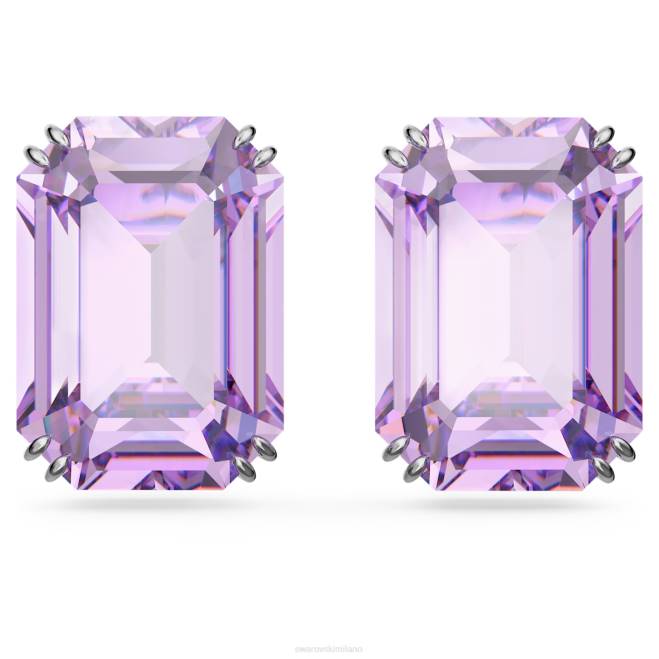 Swarovski DV4B753 gioielleria taglio ottagonale, viola, placcato rodio orecchini millenari