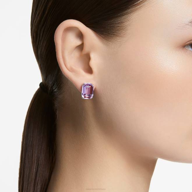 Swarovski DV4B753 gioielleria taglio ottagonale, viola, placcato rodio orecchini millenari