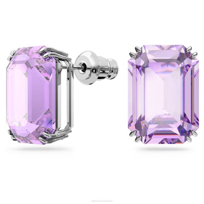 Swarovski DV4B753 gioielleria taglio ottagonale, viola, placcato rodio orecchini millenari