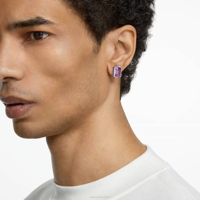 Swarovski DV4B753 gioielleria taglio ottagonale, viola, placcato rodio orecchini millenari