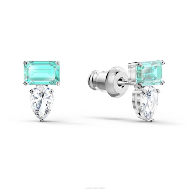 Swarovski DV4B860 gioielleria tagli misti, blu, rodiati attirare orecchini a bottone