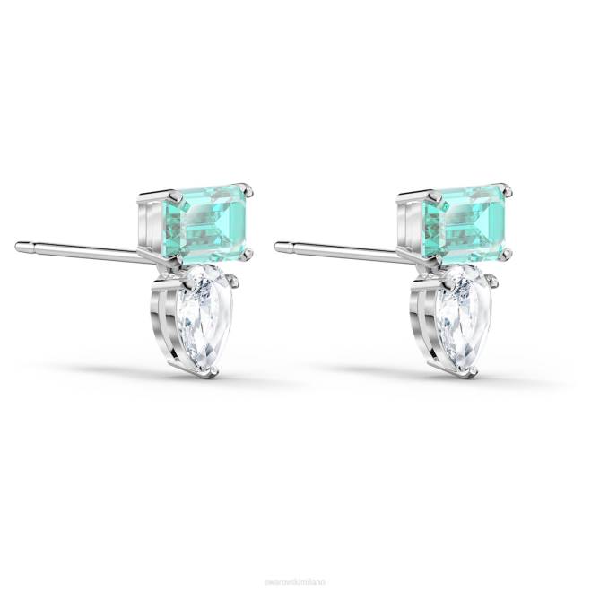 Swarovski DV4B860 gioielleria tagli misti, blu, rodiati attirare orecchini a bottone