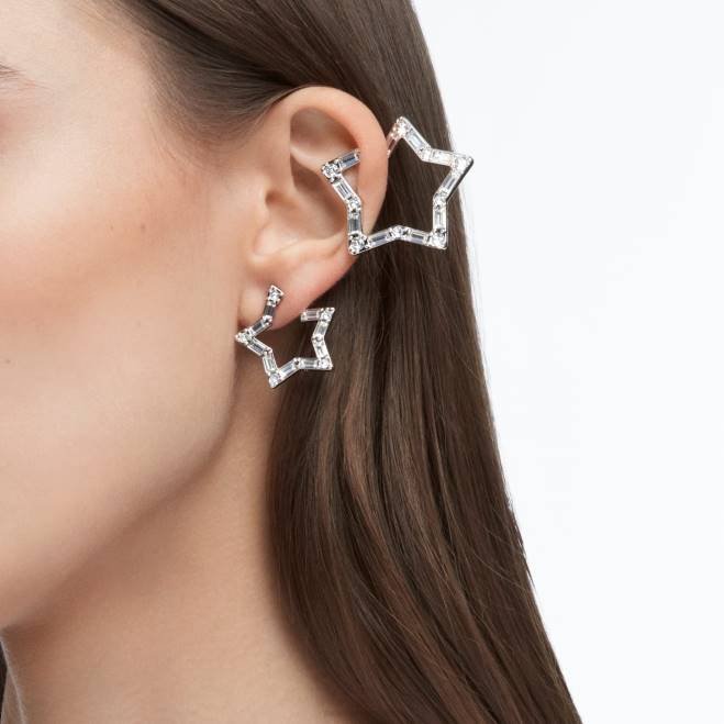 Swarovski DV4B377 gioielleria tagli misti, stella, bianco, rodiato polsino dell'orecchio stella