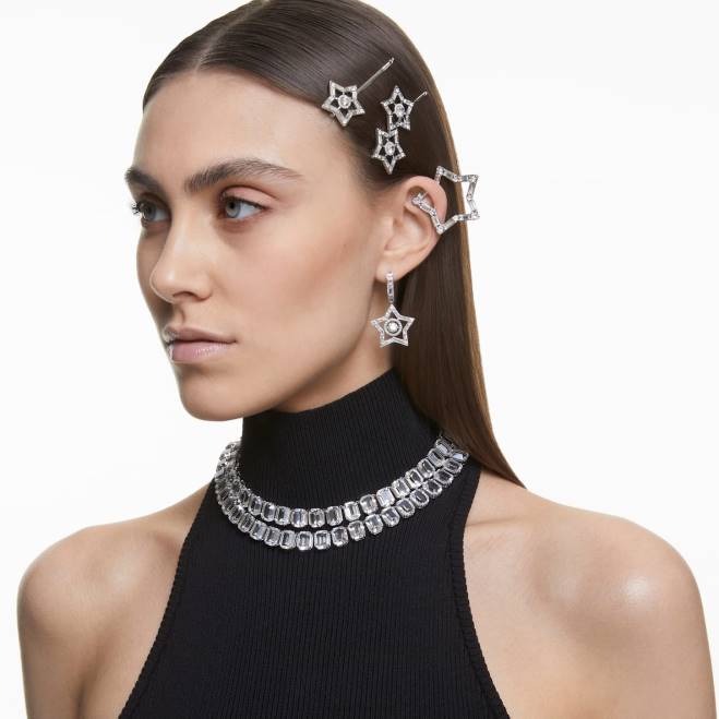 Swarovski DV4B377 gioielleria tagli misti, stella, bianco, rodiato polsino dell'orecchio stella