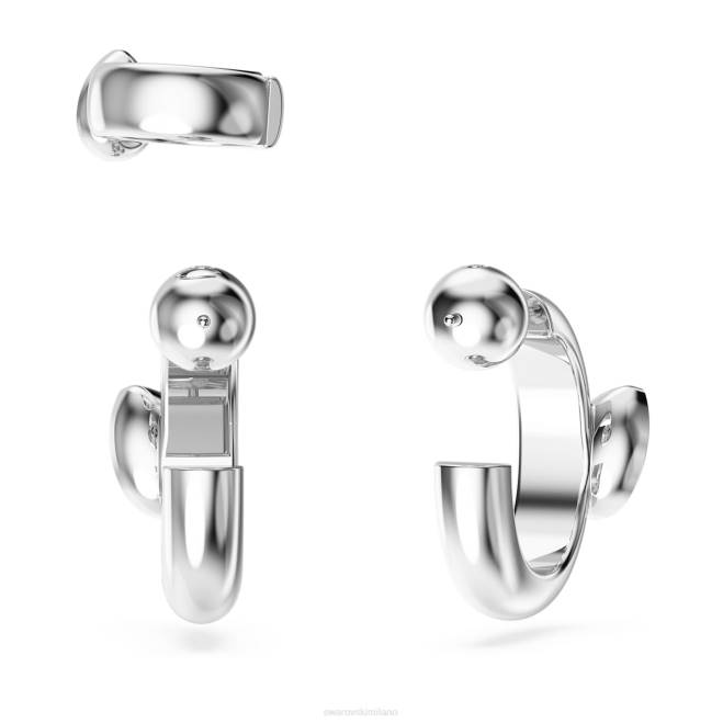 Swarovski DV4B399 gioielleria taglio a pera, bianco, placcato rodio orecchini a cerchio dextera con polsino per l'orecchio