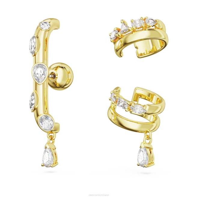 Swarovski DV4B401 gioielleria tagli misti, bianco, placcato oro polsino auricolare dextera
