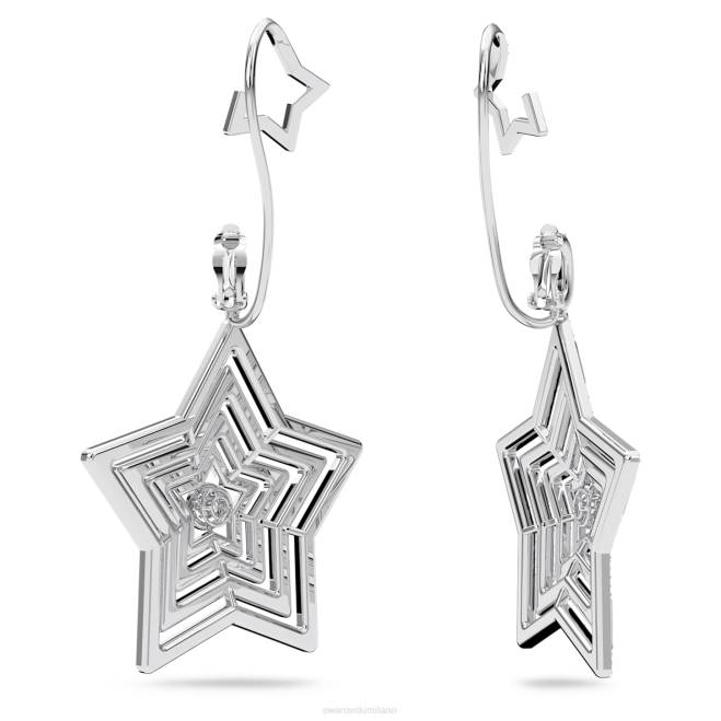 Swarovski DV4B797 gioielleria stella, bianca, placcata rodio orecchini a clip stella