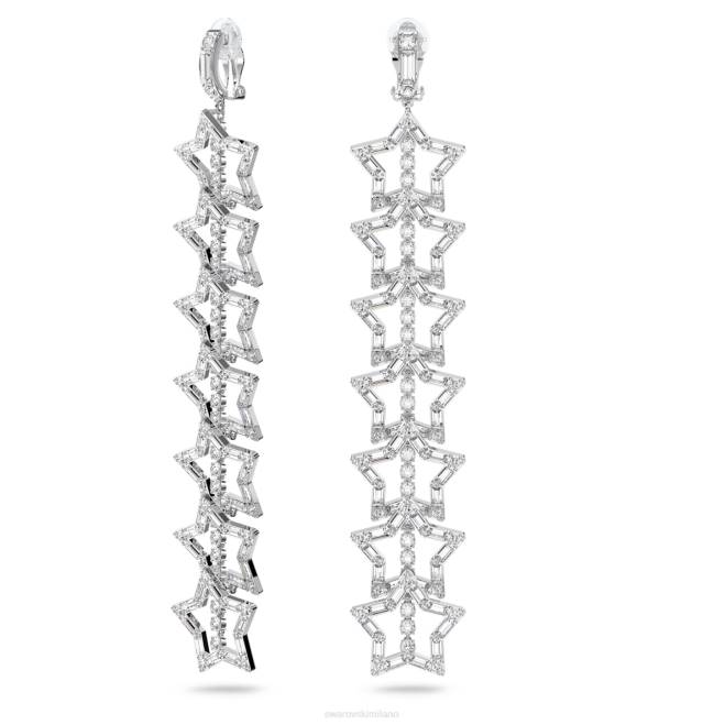 Swarovski DV4B813 gioielleria stella, bianca, placcata rodio orecchini a clip stella