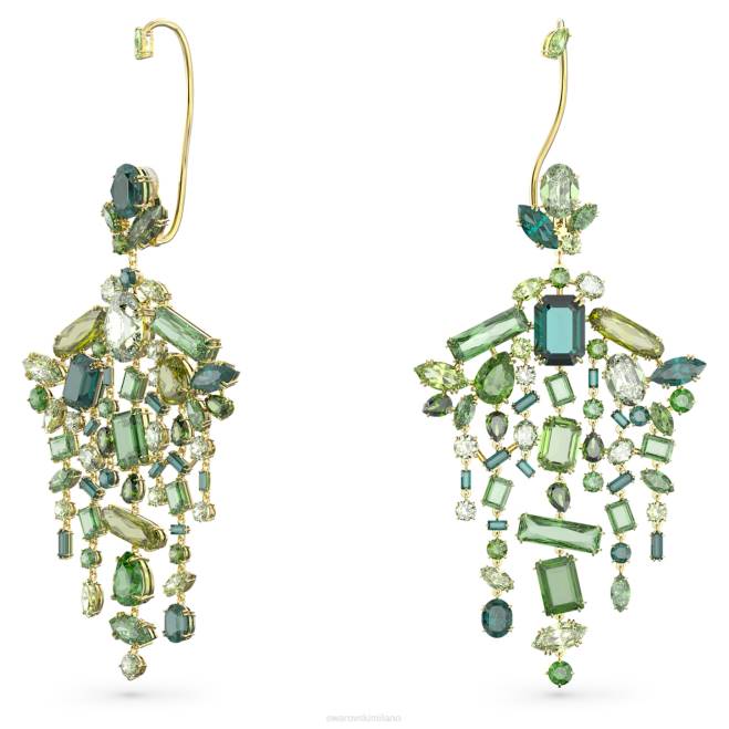Swarovski DV4B858 gioielleria design asimmetrico, tagli misti, lampadario, verde, placcato color oro polsini auricolari gema