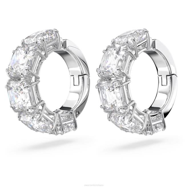 Swarovski DV4B888 gioielleria taglio quadrato, bianco, placcato rodio orecchini a clip millennio