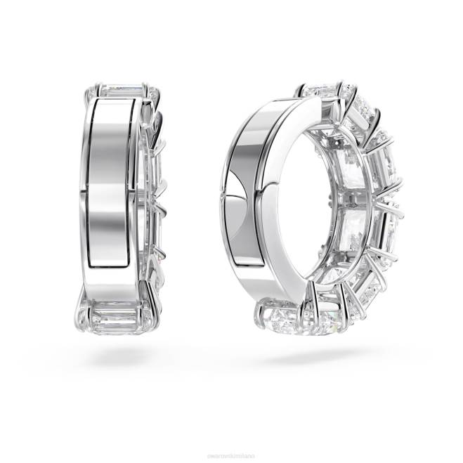 Swarovski DV4B888 gioielleria taglio quadrato, bianco, placcato rodio orecchini a clip millennio