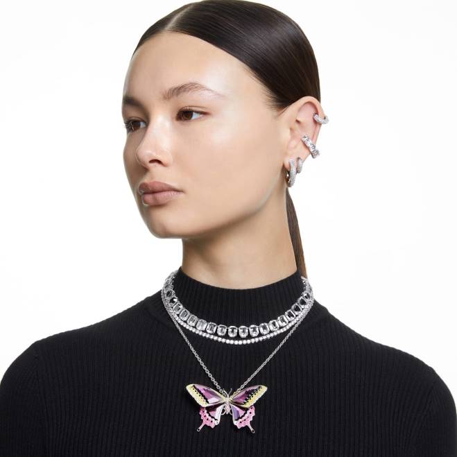 Swarovski DV4B888 gioielleria taglio quadrato, bianco, placcato rodio orecchini a clip millennio