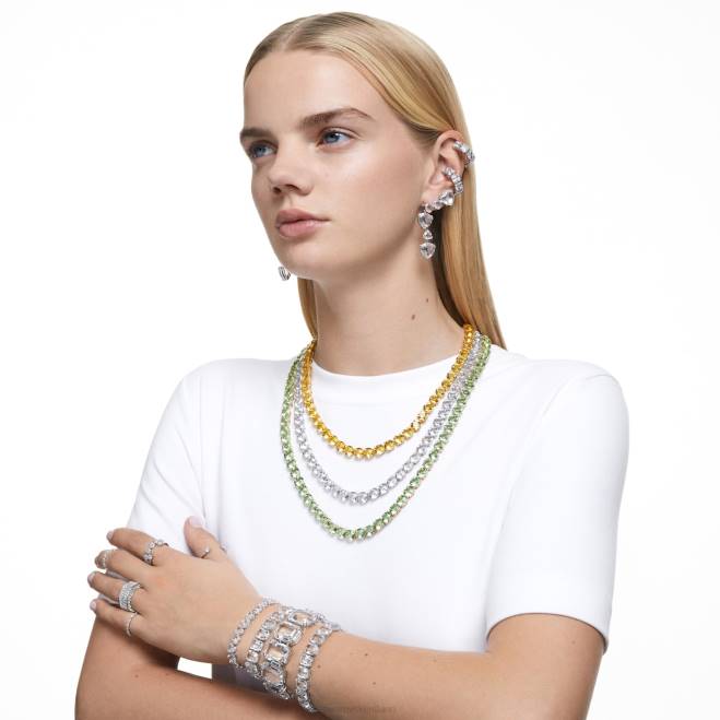 Swarovski DV4B888 gioielleria taglio quadrato, bianco, placcato rodio orecchini a clip millennio