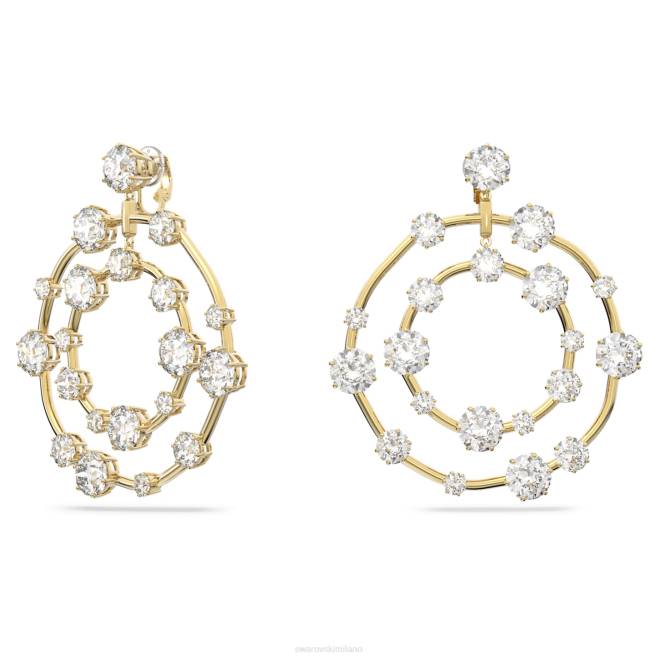 Swarovski DV4B894 gioielleria taglio rotondo, bianco, placcato oro orecchini a clip costellazione