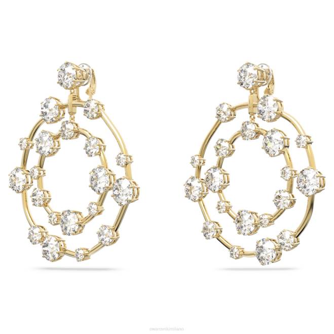 Swarovski DV4B894 gioielleria taglio rotondo, bianco, placcato oro orecchini a clip costellazione