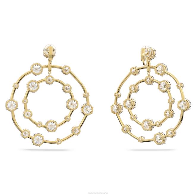 Swarovski DV4B894 gioielleria taglio rotondo, bianco, placcato oro orecchini a clip costellazione